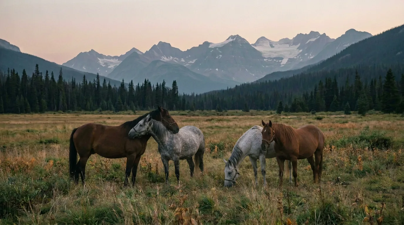 Chevaux en liberté, Centre équestre d'Aix-les-Bains, Savoie